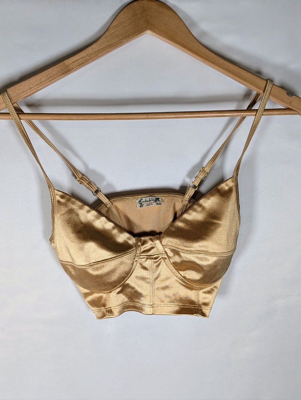 Free People Champagne Gold Satin Cropped Bustier